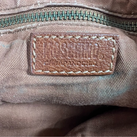 Vintage MOSCHINO Cheap and Chic Brown Leather Ruffle Shoulder Bag Purse Handbag - Picture 12 of 16